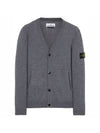 Wappen Patch V-Neck Wool Cardigan Grey - STONE ISLAND - BALAAN 1