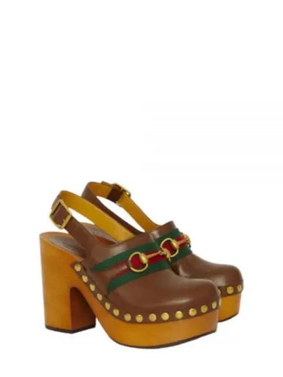 Horsebit Sandals Heel Brown - GUCCI - BALAAN 2