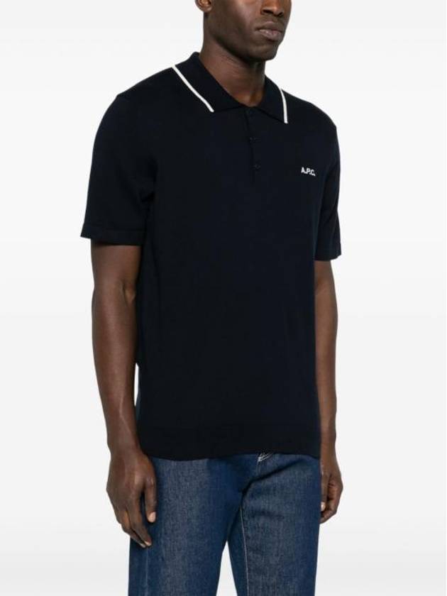 Flynn Cotton Polo Shirt Blue - A.P.C. - BALAAN 3