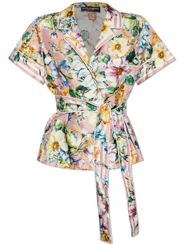 Dolce & Gabbana Silk Shirt With Floral Motif, Women's, Multicolour - DOLCE&GABBANA - BALAAN 1