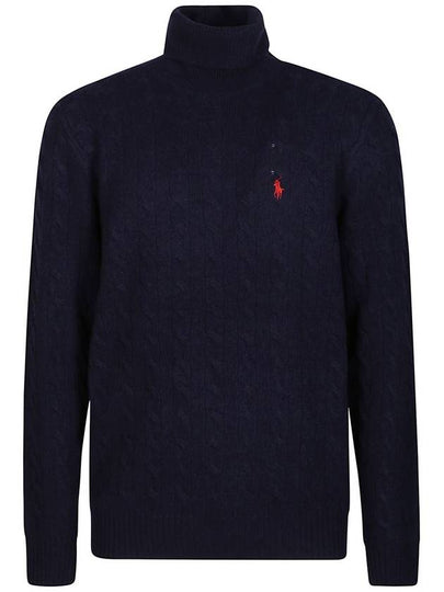 Embroidered Logo Cable Wool Turtleneck Navy - POLO RALPH LAUREN - BALAAN 2