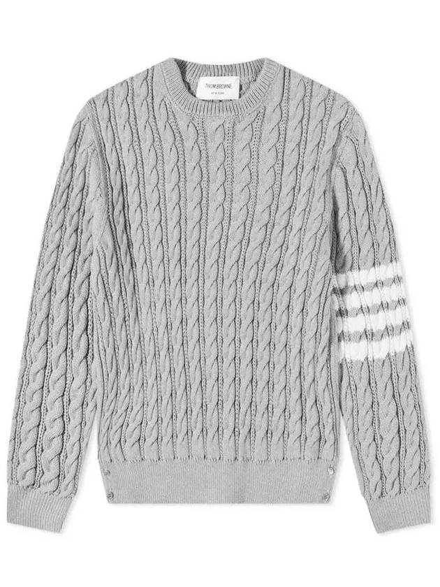 Diagonal Armband Cable Knit Top Grey - THOM BROWNE - BALAAN 2