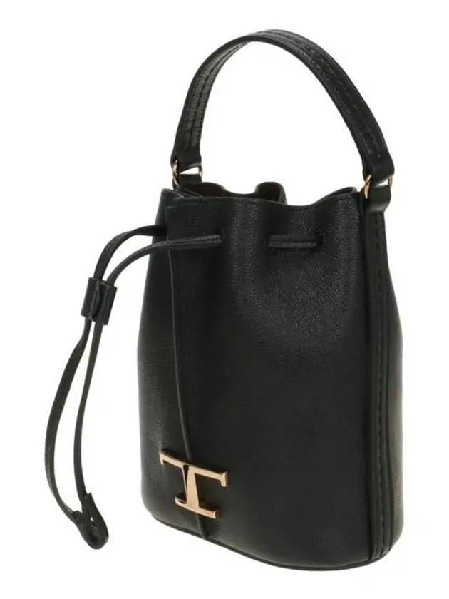 T Timeless Leather Micro Logo Bucket Bag Black - TOD'S - BALAAN 3