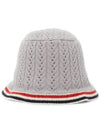 Striped Wool Silk Cashmere Bucket Hat Grey - THOM BROWNE - BALAAN 3