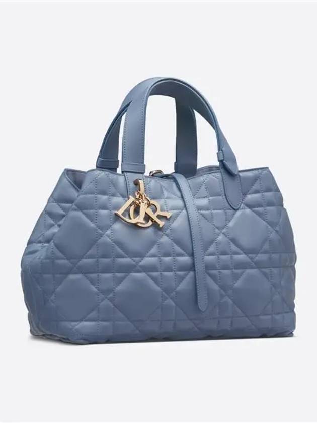 Toujours Macrocannage Calfskin Medium Tote Bag Denim Blue - DIOR - BALAAN 3