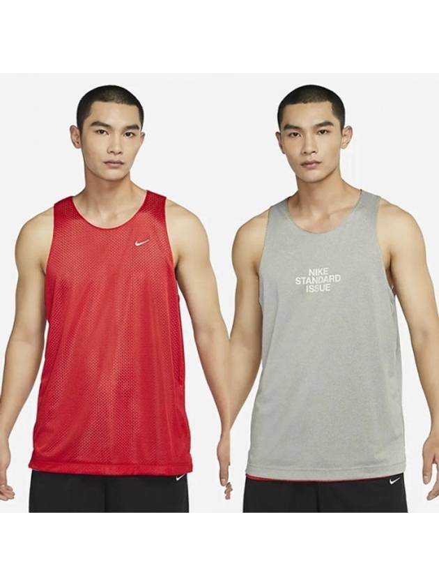 01 DQ5732 657 Dry Fit Standard Issue Reversible Jersey Tank Top Red Gray - NIKE - BALAAN 1