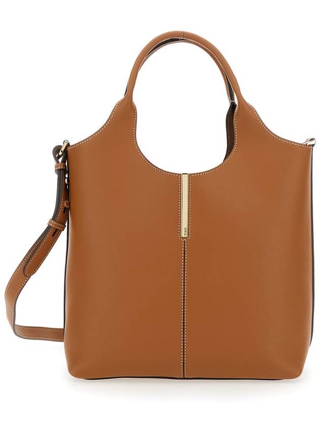 Brown Shoulder Bag With Metal Bar With Logo In Leather Woman - TOD'S - BALAAN 1