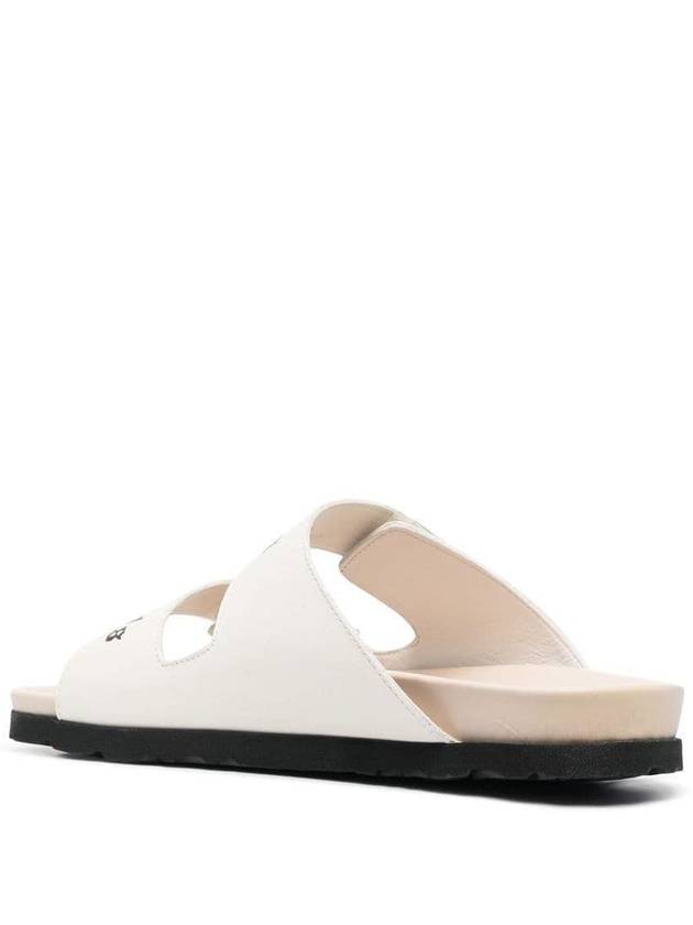 Logo Leather Sandals White - PALM ANGELS - BALAAN 4