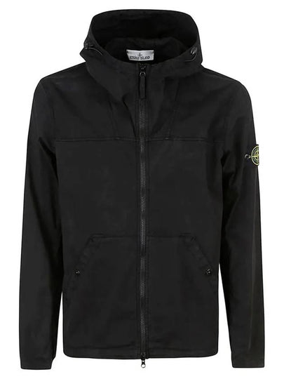 Supima Cotton Twill Stretch-TC Over Hooded Jacket Black - STONE ISLAND - BALAAN 2