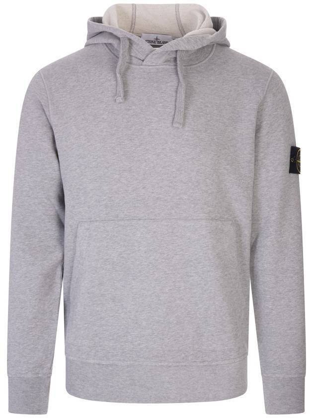 Wappen Patch Cotton Fleece Hoodie Grey - STONE ISLAND - BALAAN 1