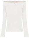 Off-Shoulder Long Sleeve T-Shirt White - COURREGES - BALAAN 1