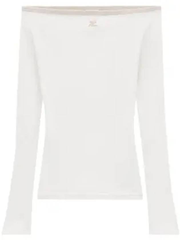 Off-Shoulder Long Sleeve T-Shirt White - COURREGES - BALAAN 1