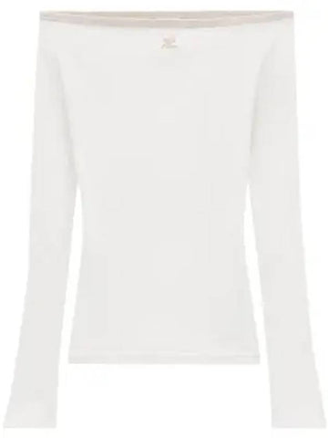 Off-Shoulder Long Sleeve T-Shirt White - COURREGES - BALAAN 1