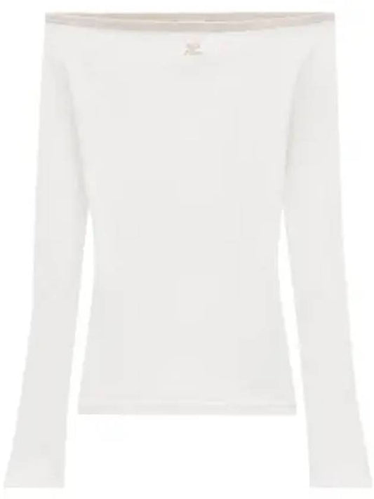 Off-Shoulder Long Sleeve T-Shirt White - COURREGES - BALAAN 1