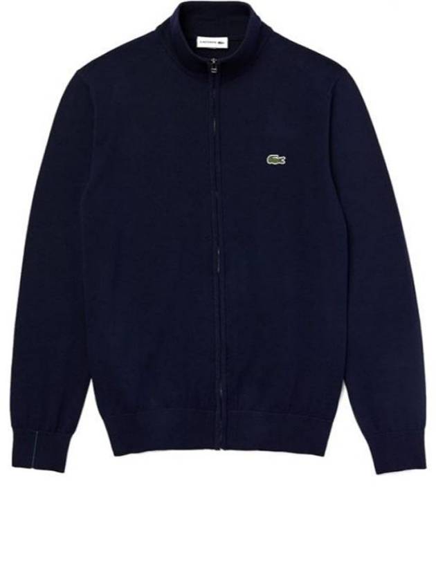 Men's Stand-Up Collar Organic Cotton Zip-Up Jacket Navy - LACOSTE - BALAAN 2