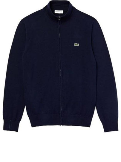 Men's Stand-Up Collar Organic Cotton Zip-Up Jacket Navy - LACOSTE - BALAAN 2