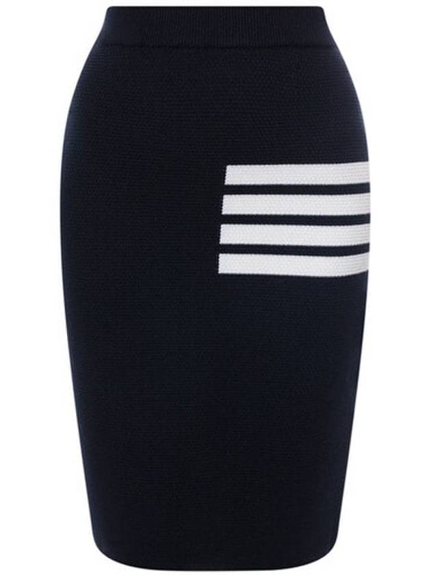 Women's Fine Merino Wool 4 Bar Stitch Pencil Skirt Navy - THOM BROWNE - BALAAN 2