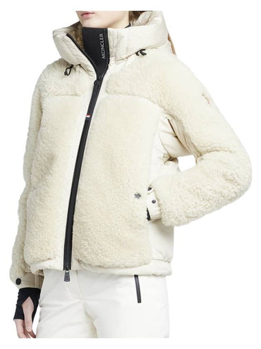 Epicea Down Shearling Jacket Cream - MONCLER - BALAAN 1