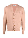 ORB Embroidery Logo V Neck Cardigan Beige - VIVIENNE WESTWOOD - BALAAN 3