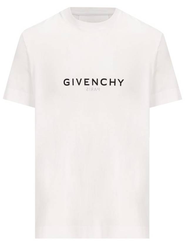 Men's Reverse Logo Round Slim Short Sleeve T-Shirt White - GIVENCHY - BALAAN 2