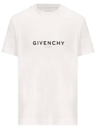 Men's Reverse Logo Round Slim Short Sleeve T-Shirt White - GIVENCHY - BALAAN 2