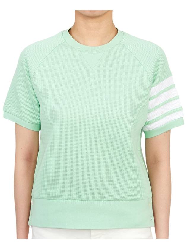 Women's Waffle 4 Bar Raglan Short Sleeve T-Shirt Light Green - THOM BROWNE - BALAAN 4