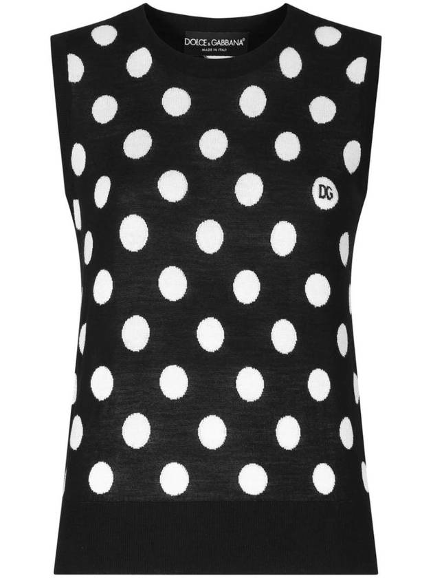 Polka dot knit vest FXT07TJCVYK - DOLCE&GABBANA - BALAAN 1