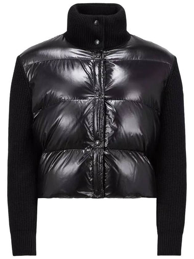 Zip-up Wool Cardigan Padding Black - MONCLER - BALAAN 1