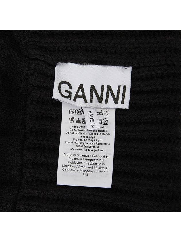 Logo Patch Knit Beanie Black - GANNI - BALAAN 6