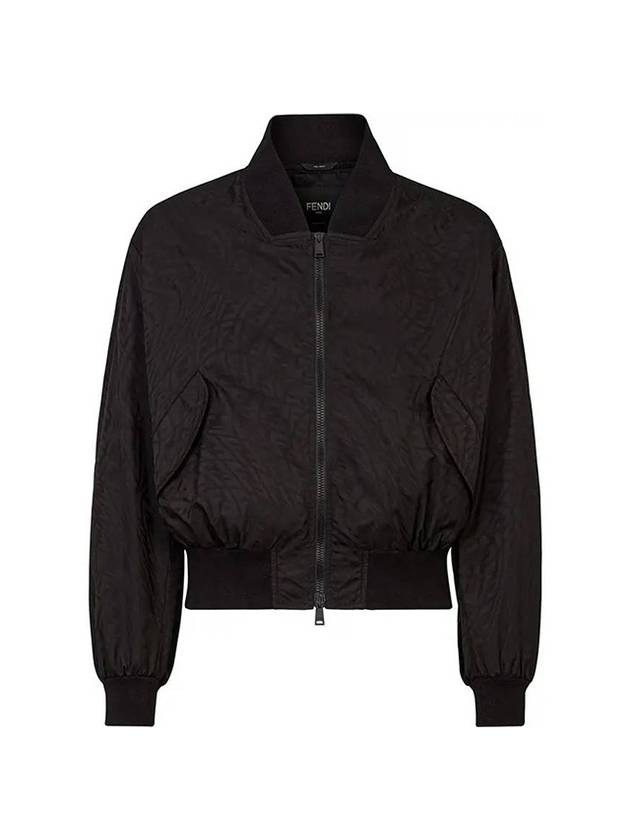 Vertigo FF Monogram Logo Pattern Nylon Bomber Jacket Black - FENDI - BALAAN 1