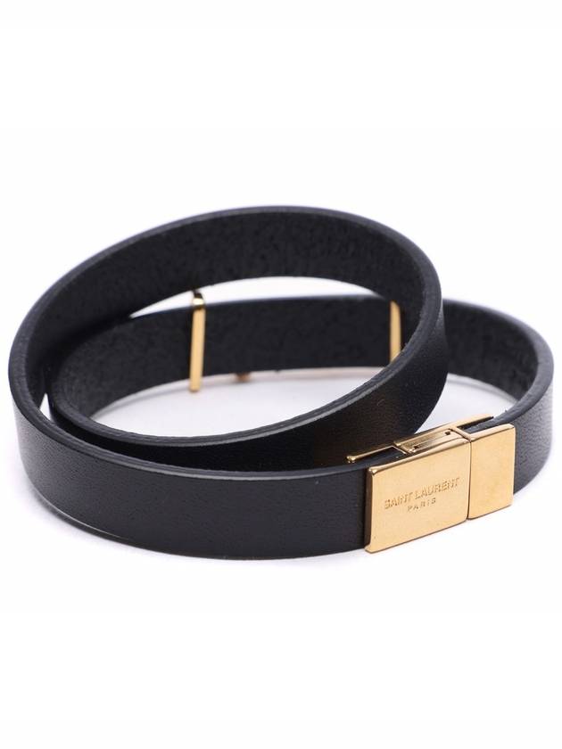 Monogram Double Wrap Bracelet Black - SAINT LAURENT - BALAAN 5