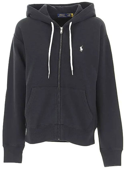 Embroidered Logo Zip Up Hoodie Black - POLO RALPH LAUREN - BALAAN 2