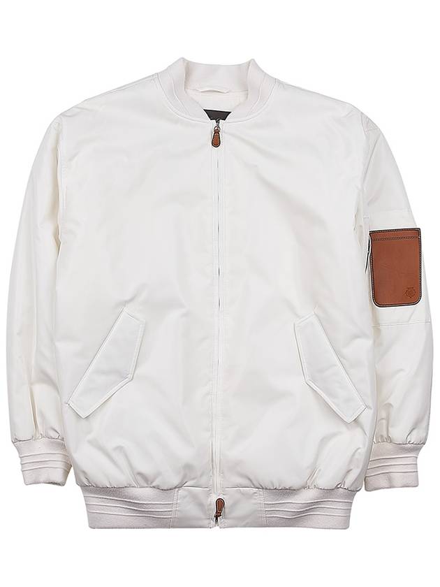 Sleeve Pocket Zipper Linen Bomber Jacket White - LORO PIANA - BALAAN 11