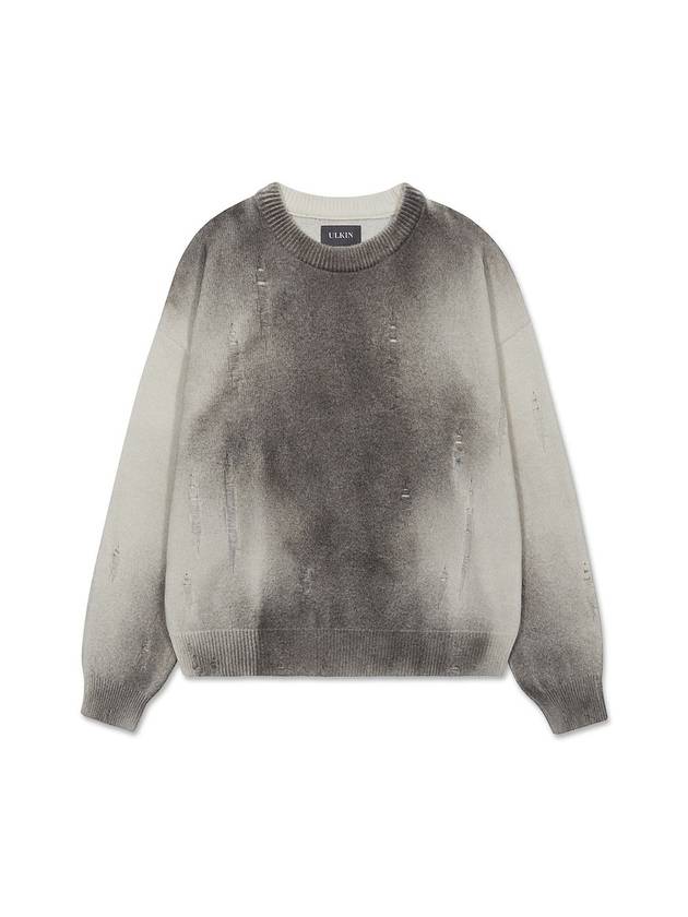 Runway Spray Damaged Round Knit Top Grey - ULKIN - BALAAN 2