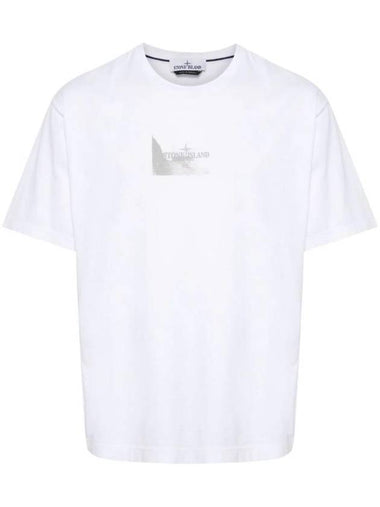 Logo Print Short Sleeve T-Shirt White - STONE ISLAND - BALAAN 1