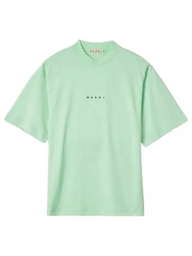 Logo Short Sleeve T Shirt Spring Green Tee - MARNI - BALAAN 1