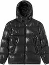 Moncler 1A00228 68950 999 ECRINS Logo Patch Hooded Short Down Jacket Glossy Black Men s Padding - MONCLER - BALAAN 1