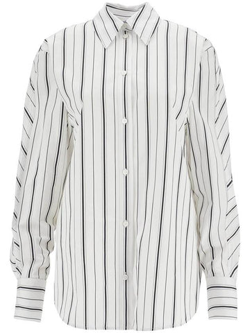 white and black striped kimono sleeve shirt in organic cotton - TOTEME - BALAAN 1