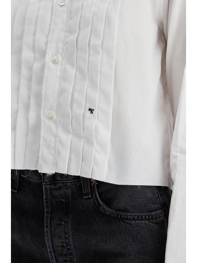 white cropped tuxedo shirt with wide neckline - HOMMEGIRLS - BALAAN 4