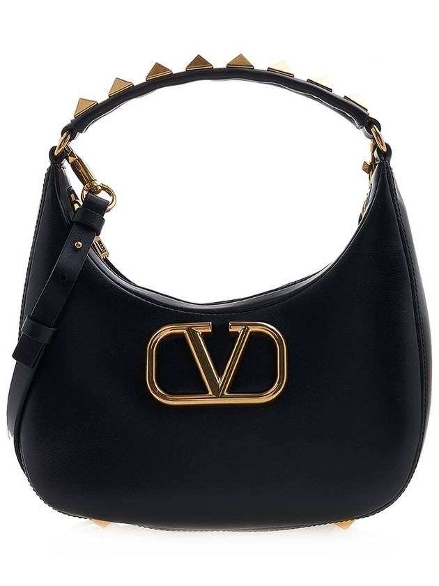 Roman Stud Strap V Logo Shoulder Bag Black - VALENTINO - BALAAN 2