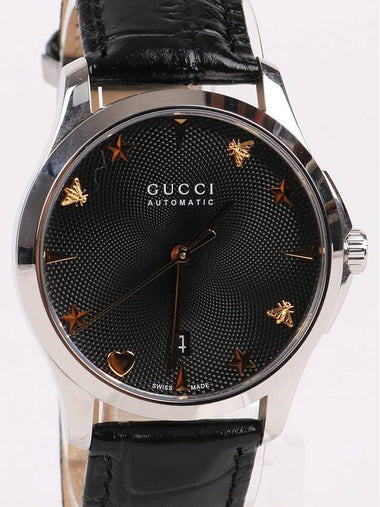 Bee Black Edition Automatic Leather Men s Watch 126 4 - GUCCI - BALAAN 1