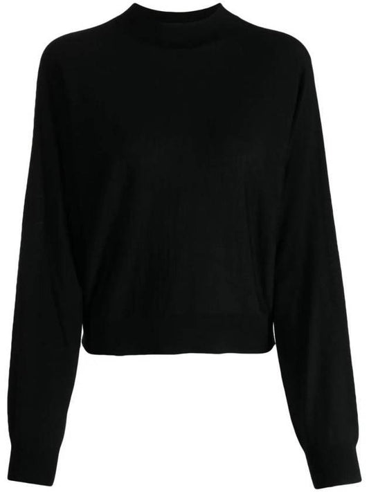 Women's Crew Neck Wool Blend Knit Top Black - THEORY - BALAAN 1