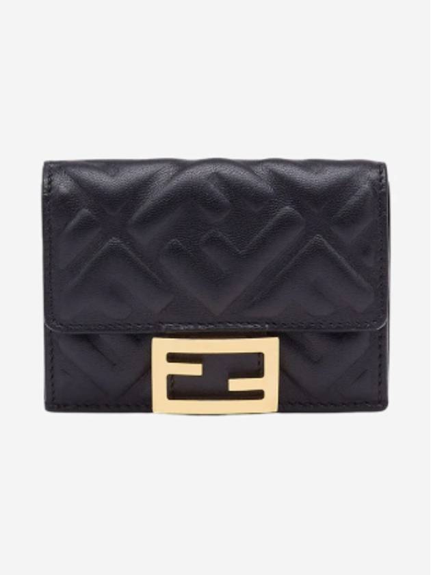 FF Baguette Flap Card Half Wallet Black - FENDI - BALAAN 2