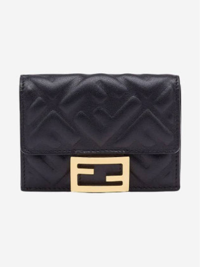 FF Baguette Flap Card Half Wallet Black - FENDI - BALAAN 2