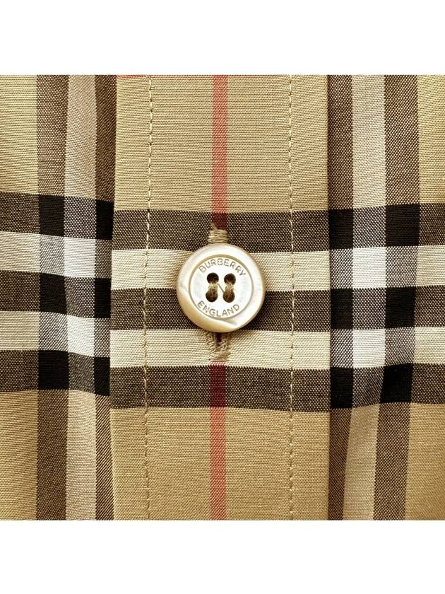 Small Scale Check Stretch Cotton Long Sleeve Shirt Beige - BURBERRY - BALAAN 4