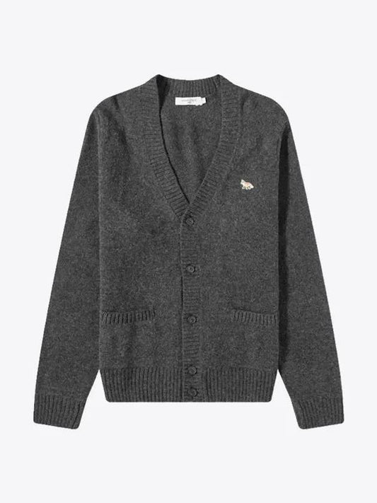 Baby Fox Patch Cosy Cardigan Dark Grey - MAISON KITSUNE - BALAAN 2