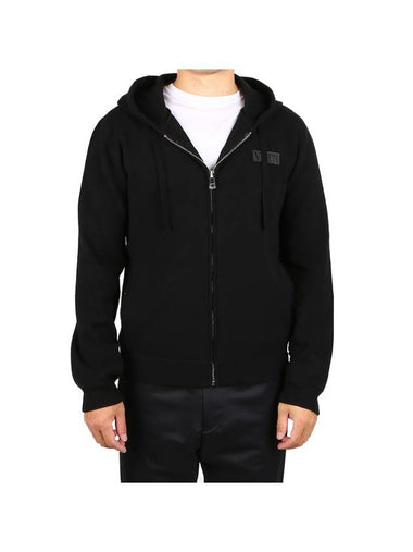 VLTN Logo Patch Cashmere Zip-up Hoodie Black - VALENTINO - BALAAN 1