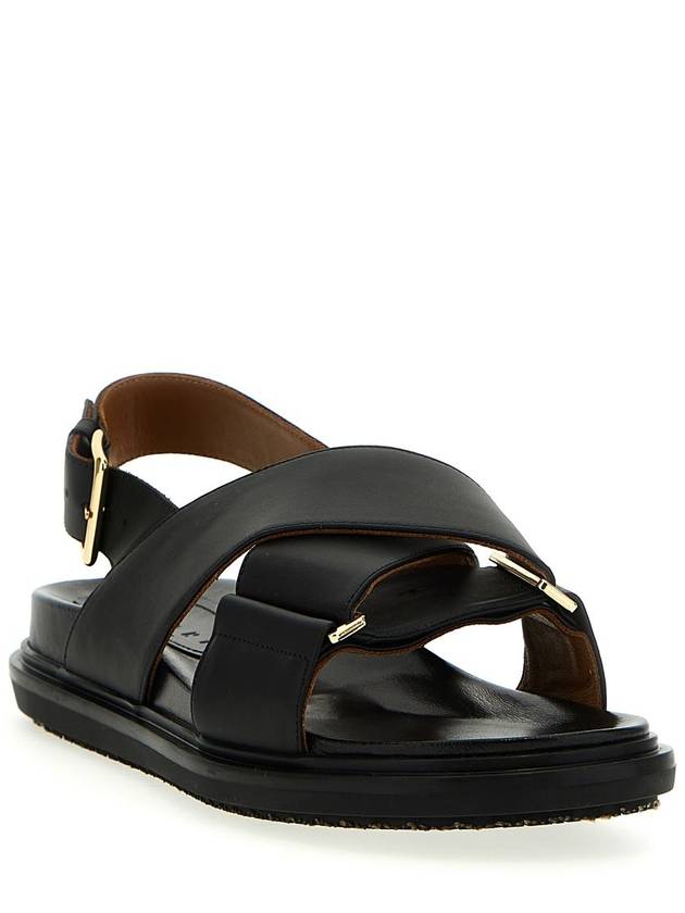 Fussbet Leather Sandals Black - MARNI - BALAAN 3