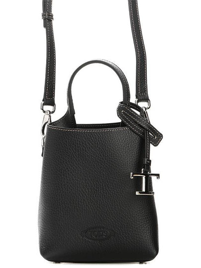 Micro Leather Mini Tote Bag Black - TOD'S - BALAAN 2