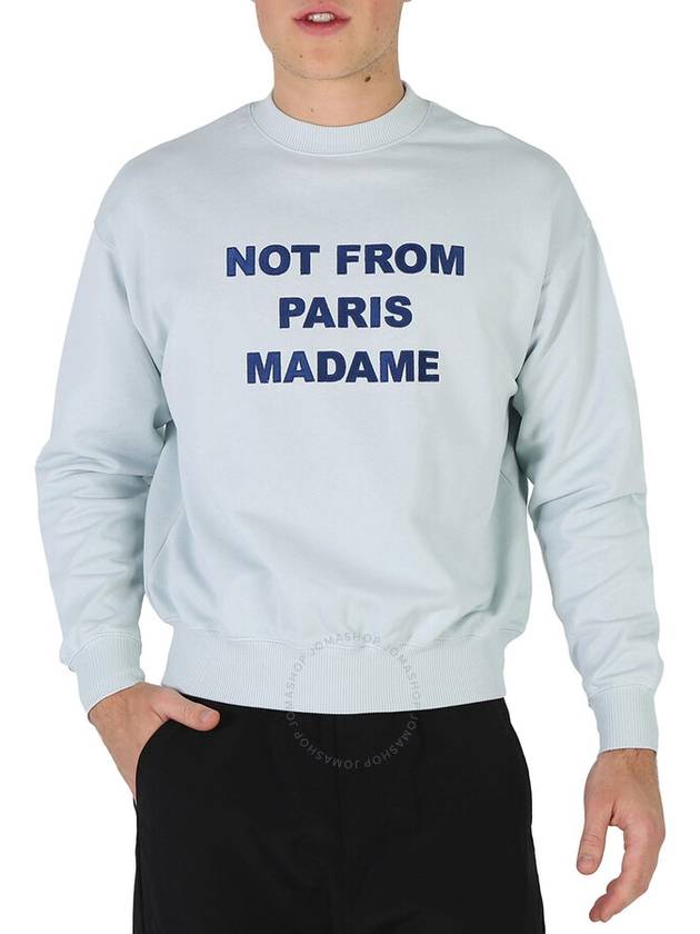 Drole De Monsieur Men's Light Blue Slogan-Print Cotton Sweatshirt, Size Small - DROLE DE MONSIEUR - BALAAN 1